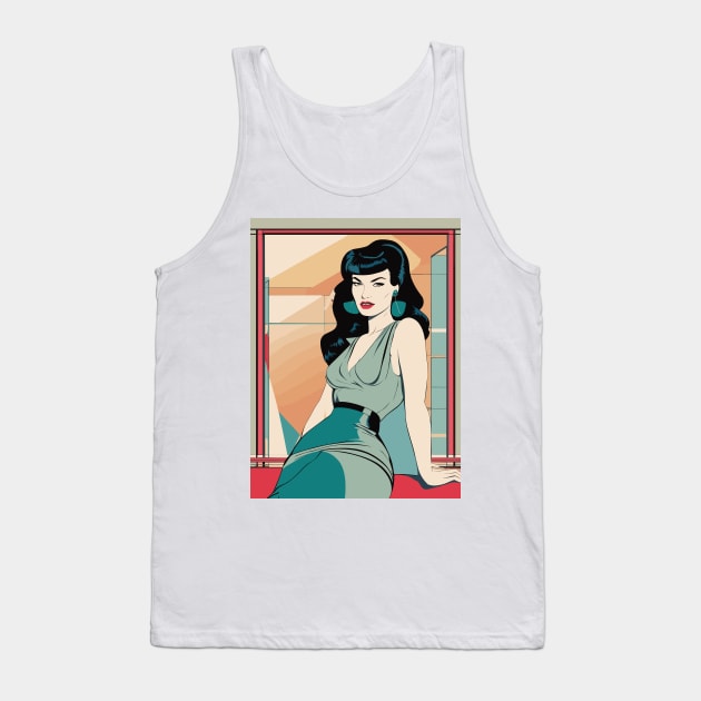 Glamour Seat Bettie Page Retro Art Deco Tank Top by di-age7